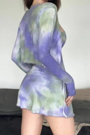 Style Core Aesthetics, New Style Trends - Tie Dye Bolero Mini Dress