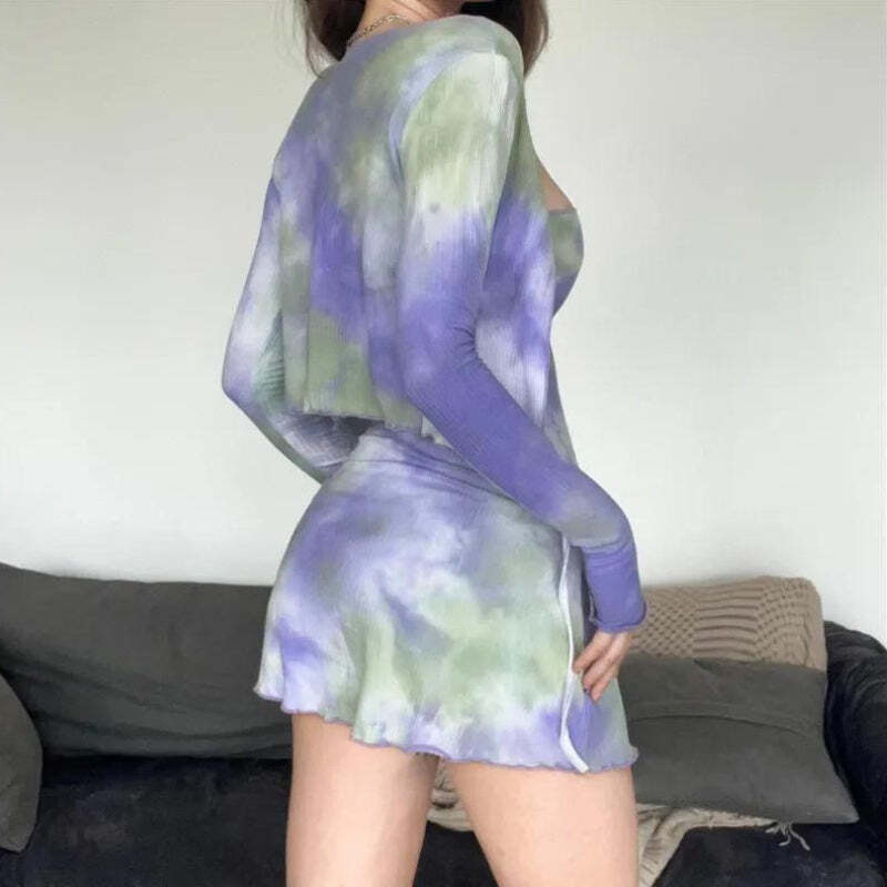 Style Core Aesthetics, New Style Trends - Tie Dye Bolero Mini Dress Style Core Aesthetics, New Style Trends - Tie Dye Bolero Mini Dress