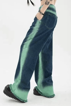 Style Core Aesthetics, New Style Trends - Tie Dye Distressed Baggy Boyfriend Jeans