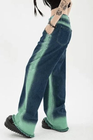 Style Core Aesthetics, New Style Trends - Tie Dye Distressed Baggy Boyfriend Jeans