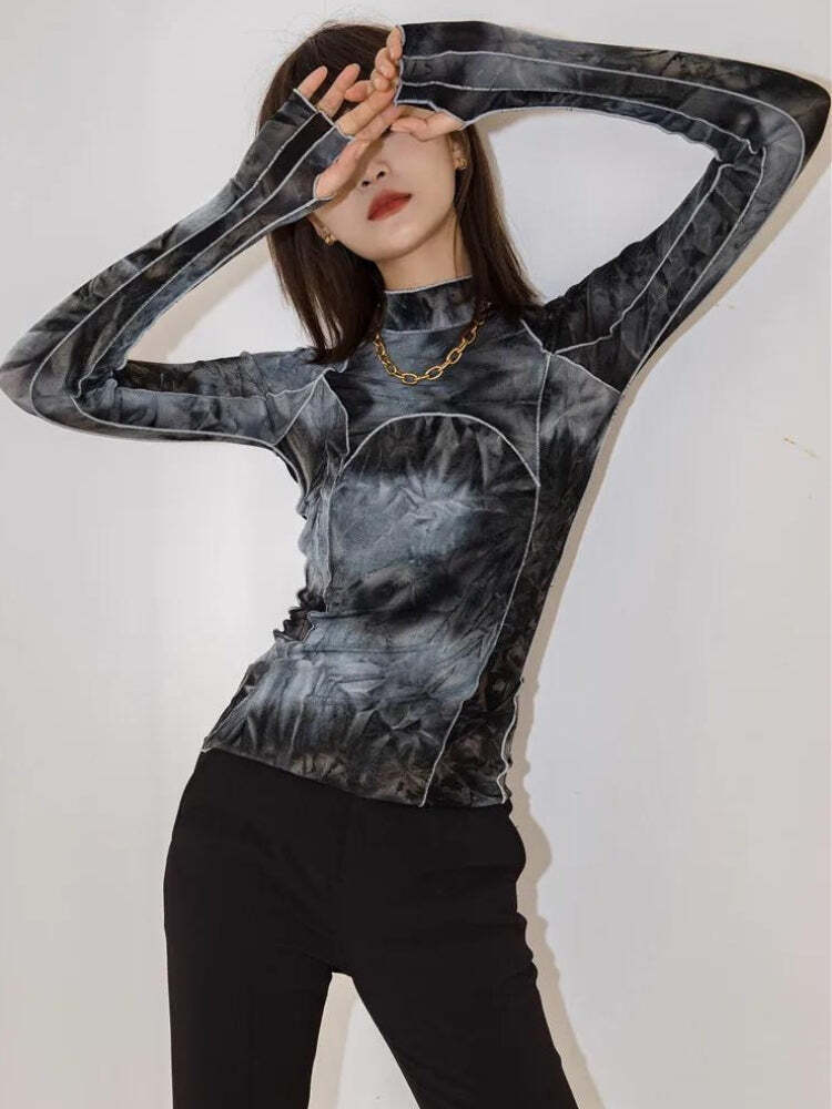 Style Core Aesthetics, New Style Trends - Tie Dye High Neck Top Style Core Aesthetics, New Style Trends - Tie Dye High Neck Top