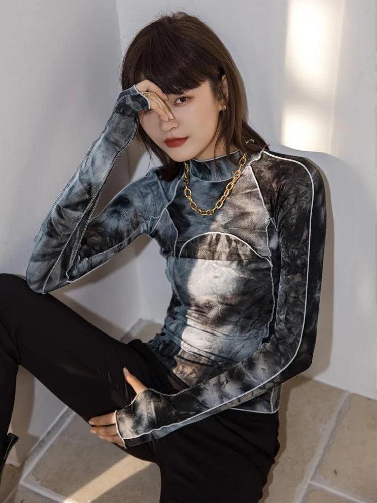 Style Core Aesthetics, New Style Trends - Tie Dye High Neck Top Style Core Aesthetics, New Style Trends - Tie Dye High Neck Top