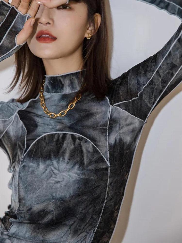 Style Core Aesthetics, New Style Trends - Tie Dye High Neck Top Style Core Aesthetics, New Style Trends - Tie Dye High Neck Top