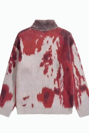 Style Core Aesthetics, New Style Trends - Tie Dye Turtle Neck Knitted Sweater
