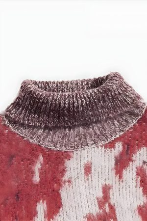 Style Core Aesthetics, New Style Trends - Tie Dye Turtle Neck Knitted Sweater