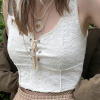 Style Core Aesthetics, New Style Trends - Tie Front Lace Crop Tank Top