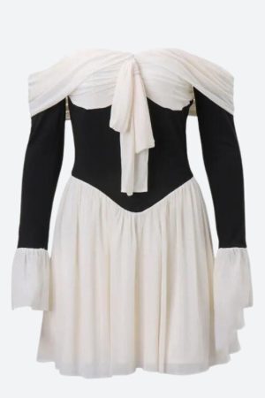 Style Core Aesthetics, New Style Trends - Tie Front Off Shoulder Corset Mini Dress