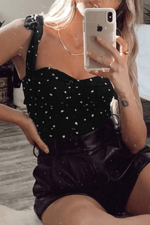 Style Core Aesthetics, New Style Trends - Tie Strap Heart Cropped Tank Top