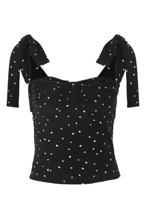 Style Core Aesthetics, New Style Trends - Tie Strap Heart Cropped Tank Top