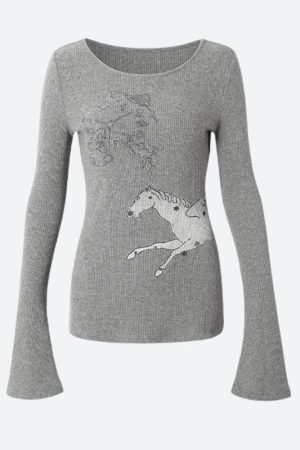 Style Core Aesthetics, New Style Trends - Top Côtelé Y2K Grunge Cheval Blanc