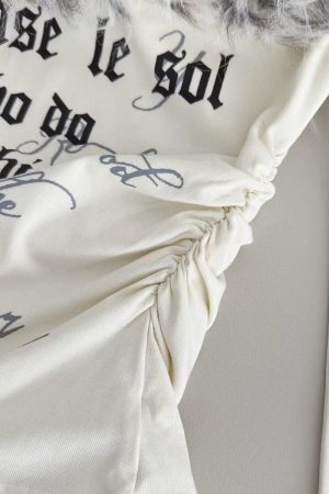 Style Core Aesthetics, New Style Trends - Top Épaules Dénudées Y2K Grunge à Col en Fausse Fourrure