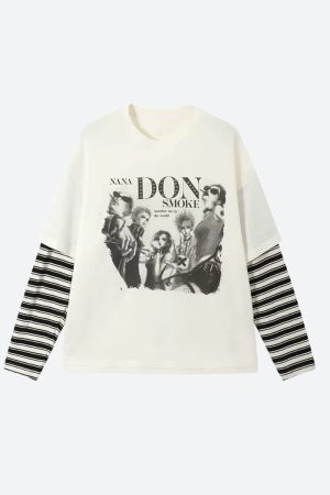 Style Core Aesthetics, New Style Trends - Top Superposé Y2K Grunge Don't Smoke