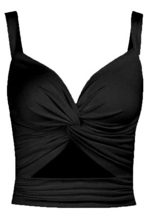 Style Core Aesthetics, New Style Trends - Twisted Cutout Crop Tank Top