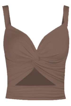 Style Core Aesthetics, New Style Trends - Twisted Cutout Crop Tank Top