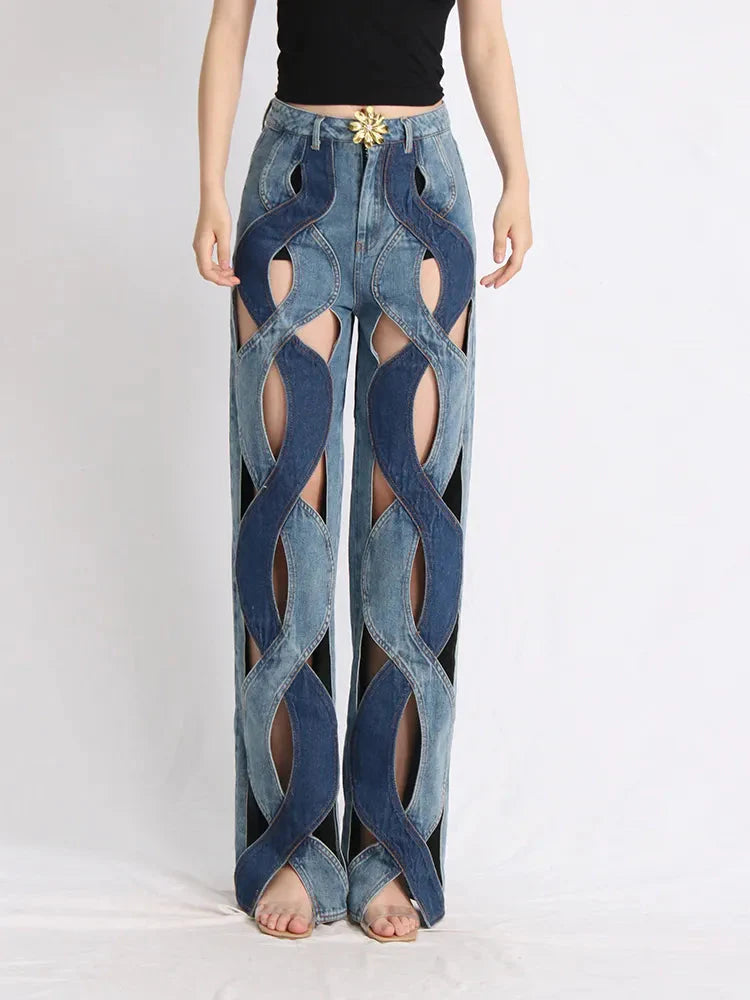 Style Core Aesthetics, New Style Trends - Two Different Denim Cut Out Jeans Style Core Aesthetics, New Style Trends - Two Different Denim Cut Out Jeans