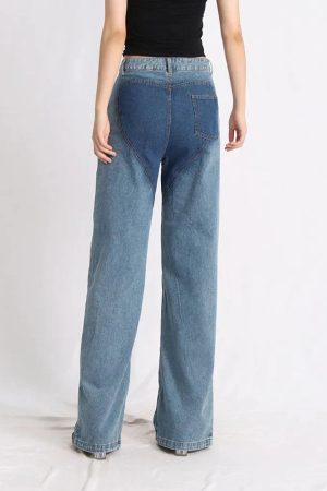 Style Core Aesthetics, New Style Trends - Two Different Denim Cut Out Jeans