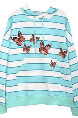 Style Core Aesthetics, New Style Trends - Ur My Butterfly Striped Hoodie