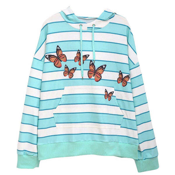 Style Core Aesthetics, New Style Trends - Ur My Butterfly Striped Hoodie