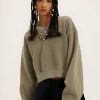 Style Core Aesthetics, New Style Trends - V-Neck Drop Shoulder Cropped Sweatshirt