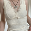 Style Core Aesthetics, New Style Trends - V Neck Lace Crop Tank Top