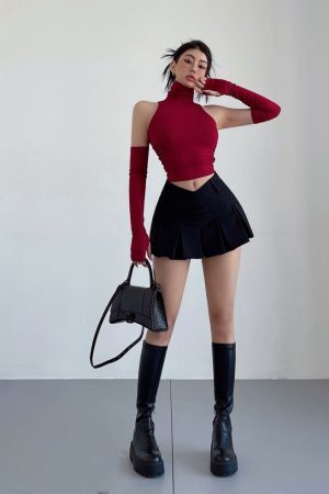 Style Core Aesthetics, New Style Trends - V-Shaped College Mini Skirt