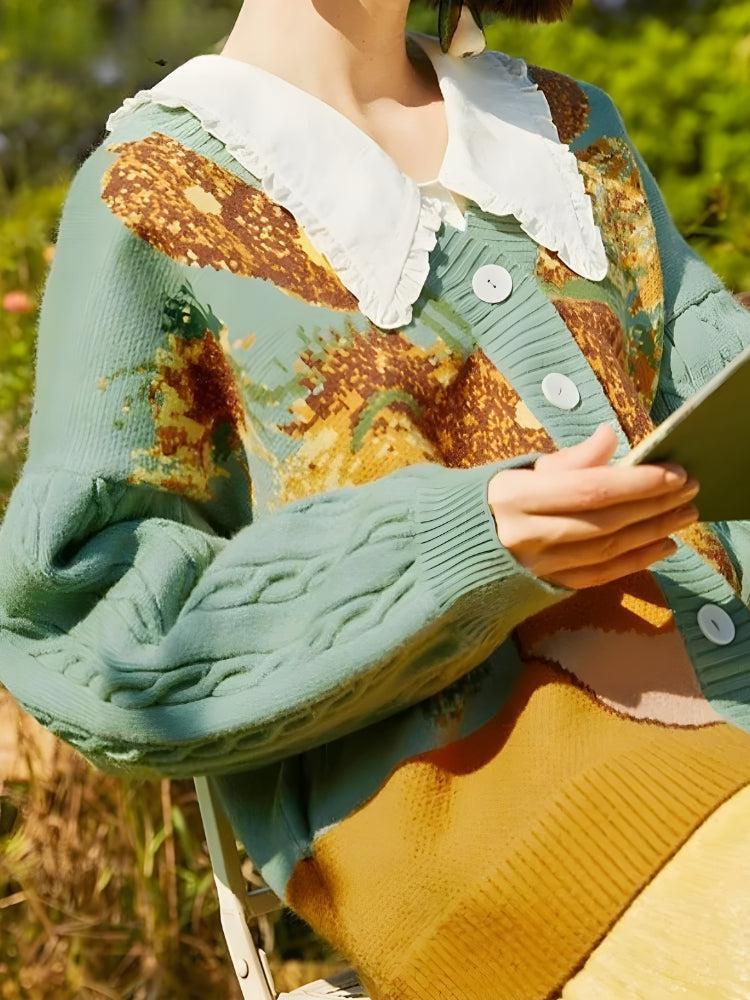 Style Core Aesthetics, New Style Trends - Van Gogh Sunflowers Cardigan Style Core Aesthetics, New Style Trends - Van Gogh Sunflowers Cardigan