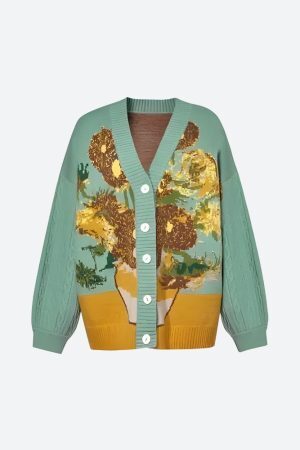 Style Core Aesthetics, New Style Trends - Van Gogh Sunflowers Cardigan