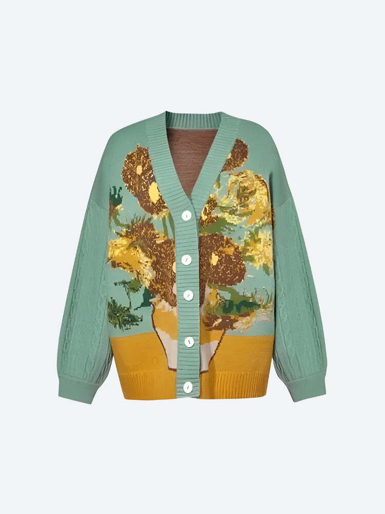 Style Core Aesthetics, New Style Trends - Van Gogh Sunflowers Cardigan Style Core Aesthetics, New Style Trends - Van Gogh Sunflowers Cardigan