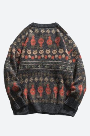 Style Core Aesthetics, New Style Trends - Vintage Animal Figures Knitted Sweater