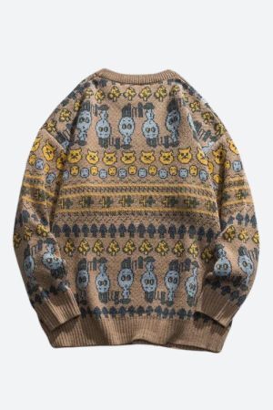 Style Core Aesthetics, New Style Trends - Vintage Animal Figures Knitted Sweater