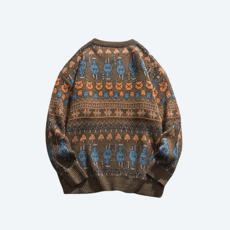 Style Core Aesthetics, New Style Trends - Vintage Animal Figures Knitted Sweater