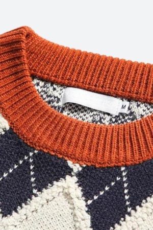 Style Core Aesthetics, New Style Trends - Vintage Argyle Knitted Sweater