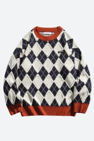 Style Core Aesthetics, New Style Trends - Vintage Argyle Knitted Sweater