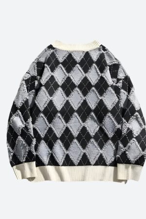 Style Core Aesthetics, New Style Trends - Vintage Argyle Knitted Sweater