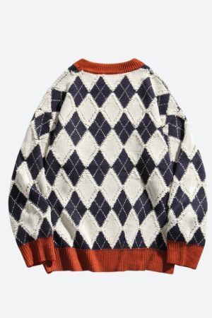 Style Core Aesthetics, New Style Trends - Vintage Argyle Knitted Sweater