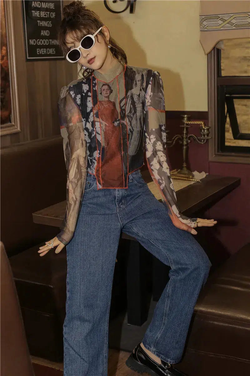 Style Core Aesthetics, New Style Trends - Vintage Asymmetric Patch Mesh Top