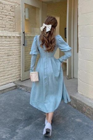 Style Core Aesthetics, New Style Trends - Vintage Balloon Sleeve Maxi Dress