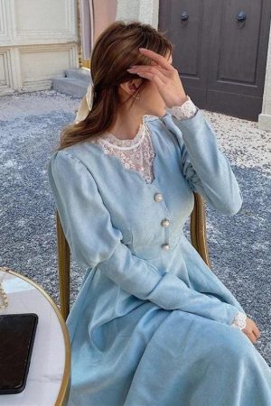 Style Core Aesthetics, New Style Trends - Vintage Balloon Sleeve Maxi Dress