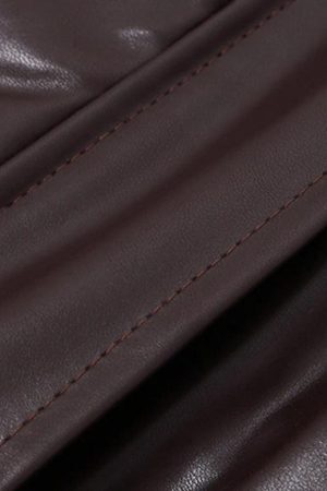 Style Core Aesthetics, New Style Trends - Vintage Brown Lapel Neck Zip Up Short Jacket