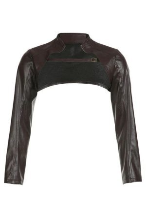 Style Core Aesthetics, New Style Trends - Vintage Brown Leather Ultra Short Slim Jacket