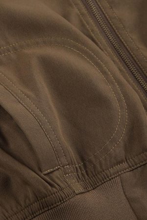 Style Core Aesthetics, New Style Trends - Vintage Brown Zip Up Slim Short Jacket