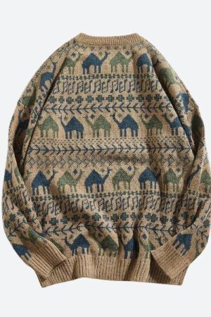Style Core Aesthetics, New Style Trends - Vintage Camel Knitted Sweater