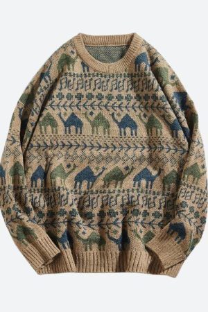 Style Core Aesthetics, New Style Trends - Vintage Camel Knitted Sweater