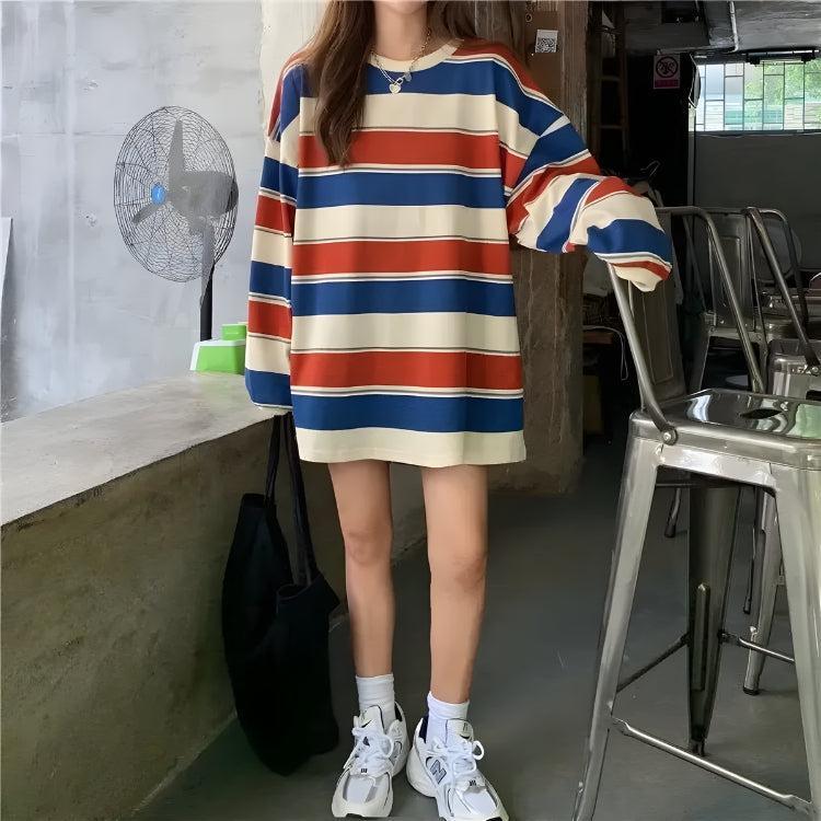 Style Core Aesthetics, New Style Trends - Vintage Casual Striped Sweatshirt Style Core Aesthetics, New Style Trends - Vintage Casual Striped Sweatshirt