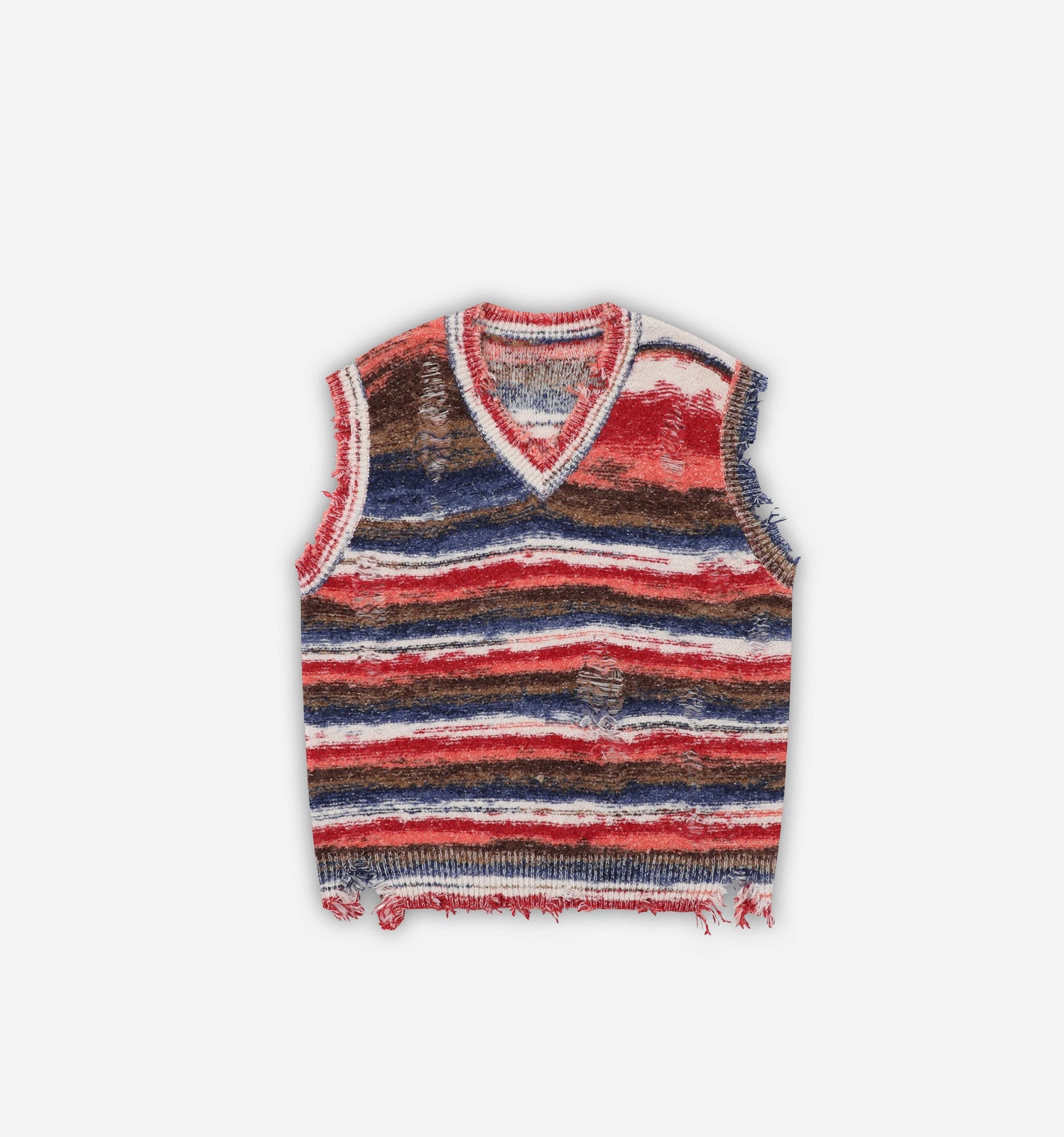 Style Core Aesthetics, New Style Trends - 'Vintage' Distressed Striped Knitted Vest Style Core Aesthetics, New Style Trends - 'Vintage' Distressed Striped Knitted Vest