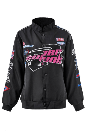 Style Core Aesthetics, New Style Trends - Vintage Embroidered Button-Down Motorcycle Varsity Jacket