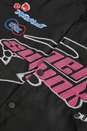 Style Core Aesthetics, New Style Trends - Vintage Embroidered Button-Down Motorcycle Varsity Jacket