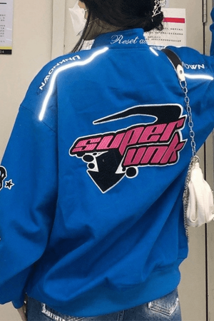 Style Core Aesthetics, New Style Trends - Vintage Embroidered Button-Down Motorcycle Varsity Jacket