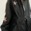 Style Core Aesthetics, New Style Trends - Vintage Embroidery Lapel Neck Leather Jacket