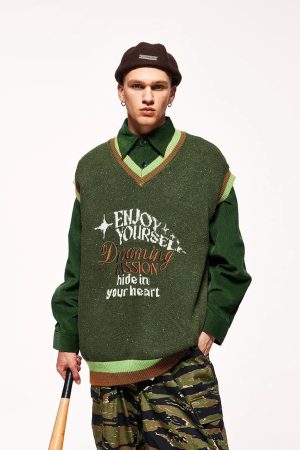 Style Core Aesthetics, New Style Trends - Vintage Enjoy Yourself Knitted Sweater Vest